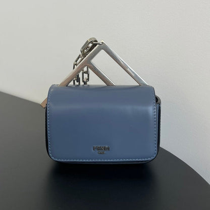 FENDI MINI FIRST SIGHT 13 BAG IN PIGEON BLUE CALFSKIN WITH SILVER HARDWARE