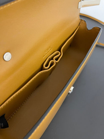 FENDI MINI FIRST SIGHT 23 BAG IN COPPER BROWN CALFSKIN WITH SILVER HARDWARE