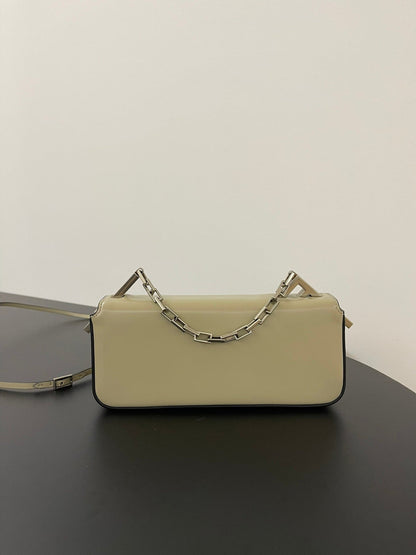 FENDI MINI FIRST SIGHT 23 BAG IN ECRU BROWN CALFSKIN WITH SILVER HARDWARE