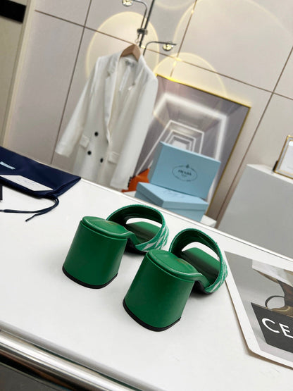 PRA EMBROIDERED SLIDES 65 GREEN FABRIC