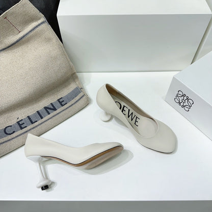 LW TOY PUMP 95 WHITE CALFSKIN