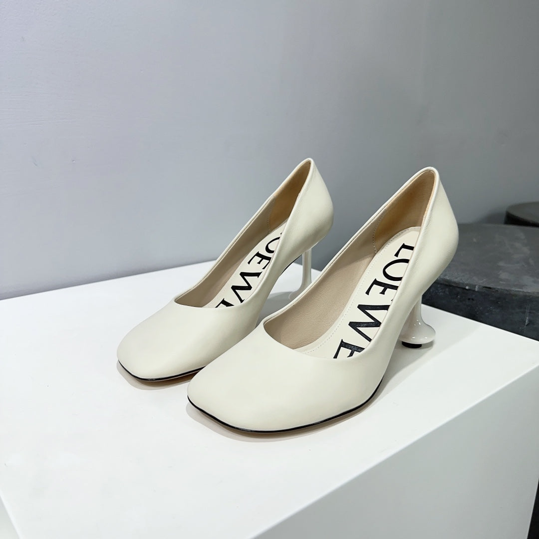 LW TOY PUMP 95 WHITE CALFSKIN