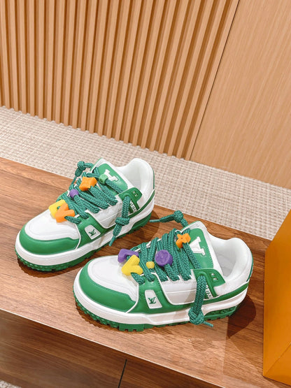 LV Trainer Maxi Sneaker White Mix Green Calfskin