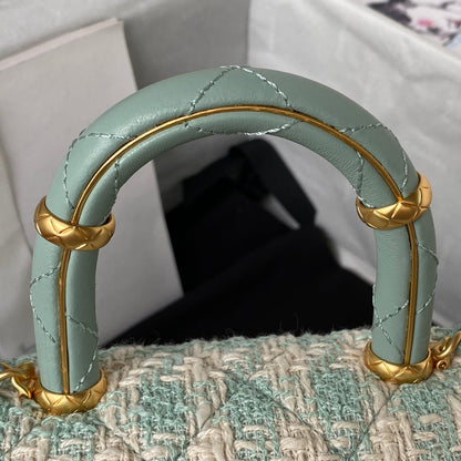 CC MINI 15 BAG IN GREEN MINT MIX WHITE WOOL TWEED