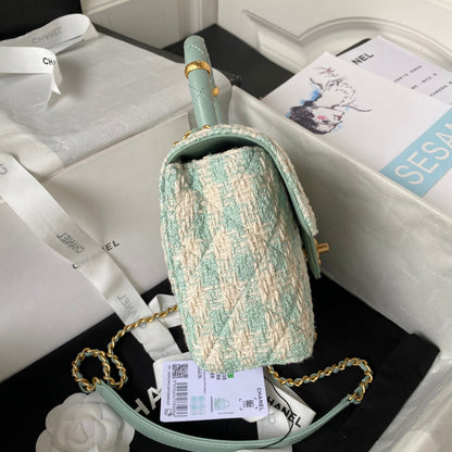 CC MINI 15 BAG IN GREEN MINT MIX WHITE WOOL TWEED