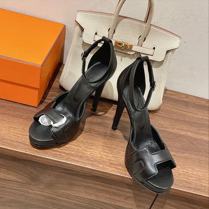 H - CLASSIC SANDAL 125 BLACK LAMBSKIN