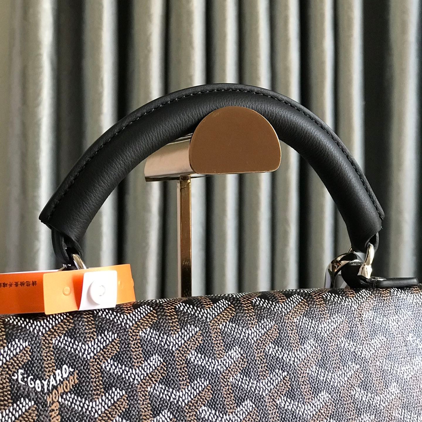 SAINT LÉGER BACKPACK 35 IN BROWN MIX BALCK GOYARDINE CANVAS AND CALFSKIN WITH CARTOON PATCH