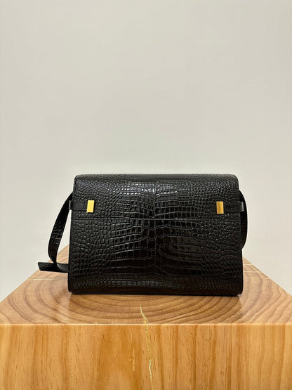 MANHATTAN 29 TOP-HANDLE IN CROCODILE BLACK CALFSKIN