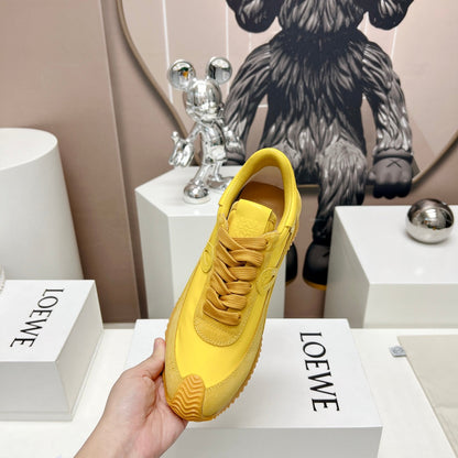 FLOW RUNNER SNEAKER IN SUN YELLOW SUEDE AND SHEEPSKIN