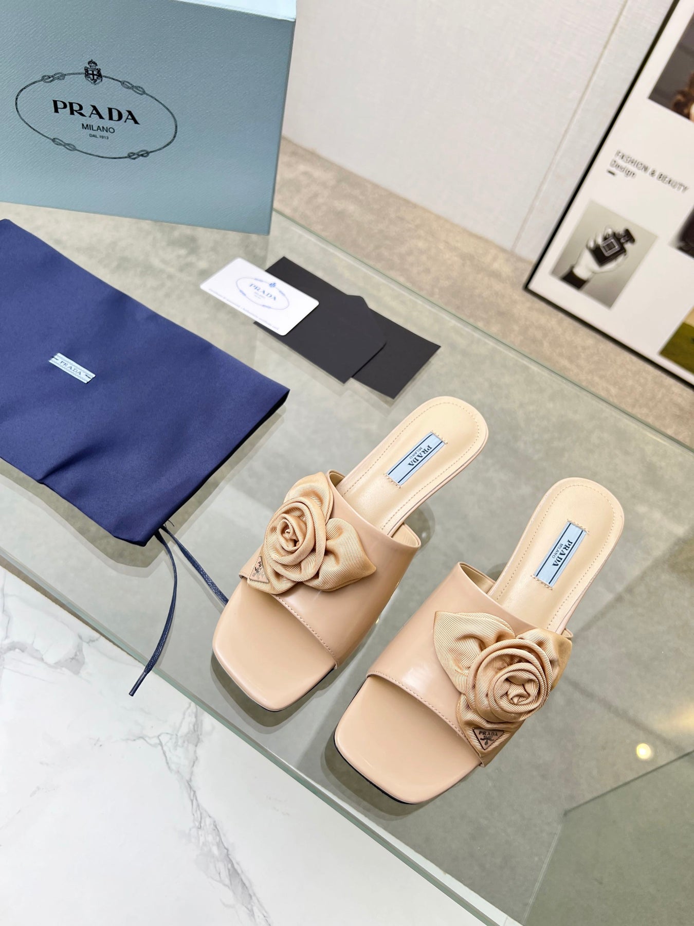 PRA FLOWER POINTED HEELS 55 BEIGE CALFSKIN