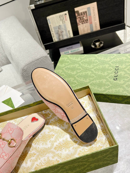 MEN'S MULE WITH HORSEBIT IN PINK PASTEL MONOGRAM JACQUARD FABRIC