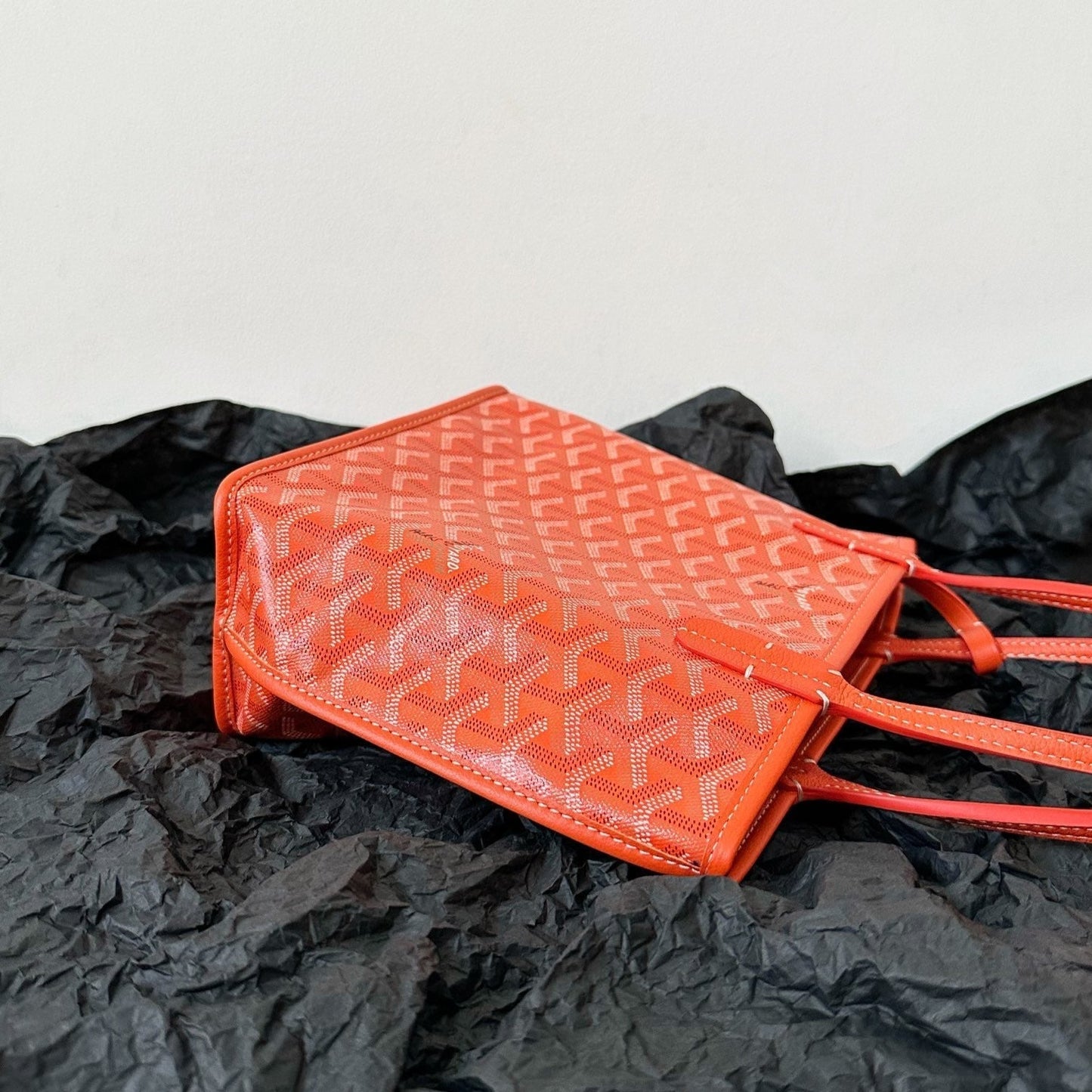 ANJOU MINI BAG 20 IN RED ORANGE GOYARDINE CANVAS AND CALFSKIN