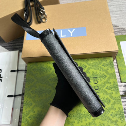 GG CLASP CLUTCH 20 IN BLACK CANVAS AND CALFSKIN