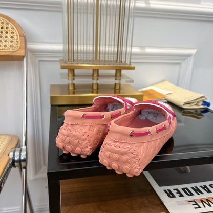 LV GLORIA FLAT LOAFER LOGO STAMPING WHITE PINK