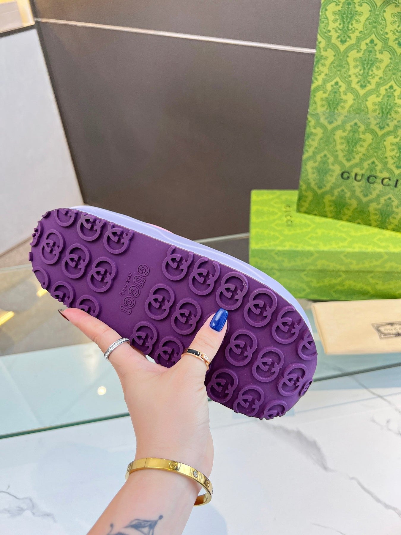 PLATFORM SANDALS IN BABY PINK MONOGRAM IMPORTED TPU