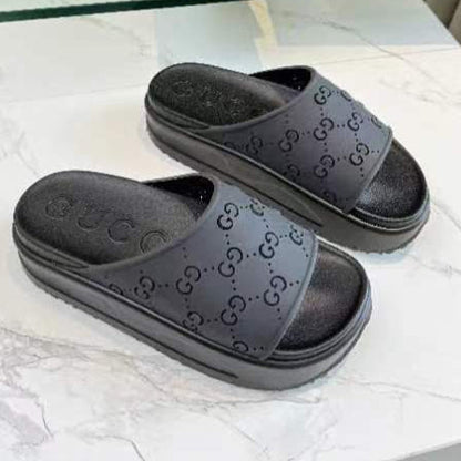 PLATFORM SANDALS IN BLACK MONOGRAM IMPORTED TPU