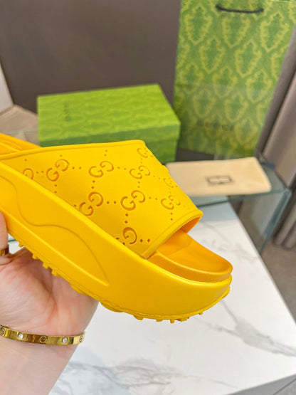 PLATFORM SANDALS IN BRIGHT YELLOW MONOGRAM IMPORTED TPU