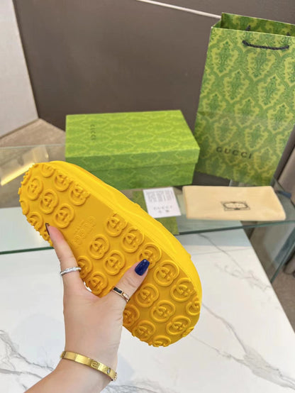 PLATFORM SANDALS IN BRIGHT YELLOW MONOGRAM IMPORTED TPU