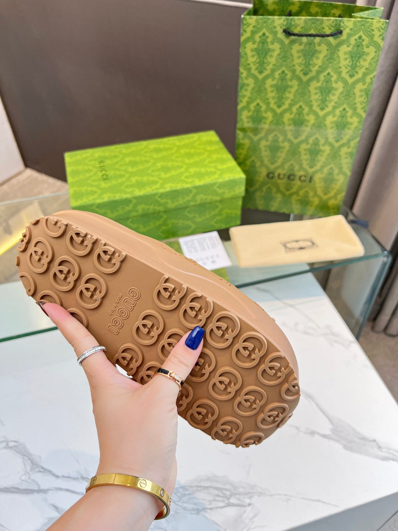 PLATFORM SANDALS IN CINNAMON BROWN MONOGRAM IMPORTED TPU