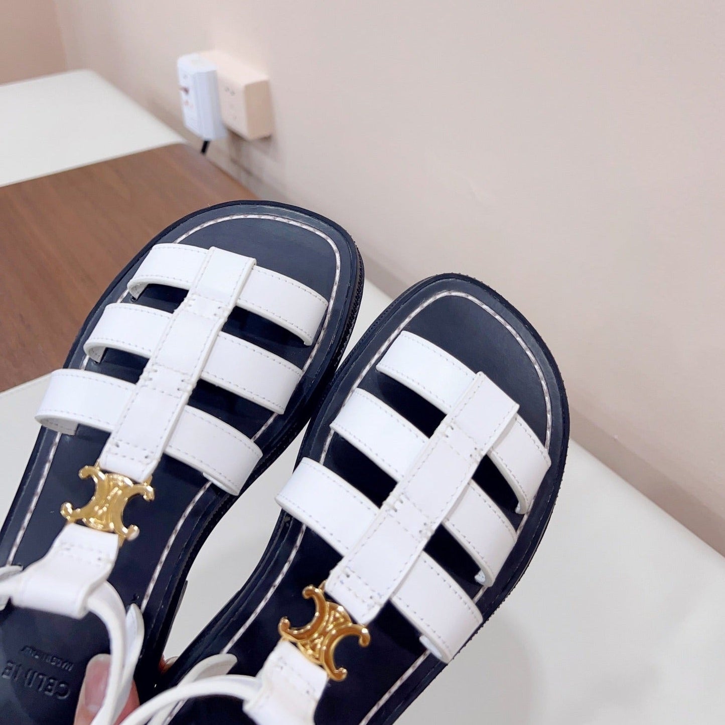 LYMPIA GLADIATOR SANDAL IN CALFSKIN WHITE