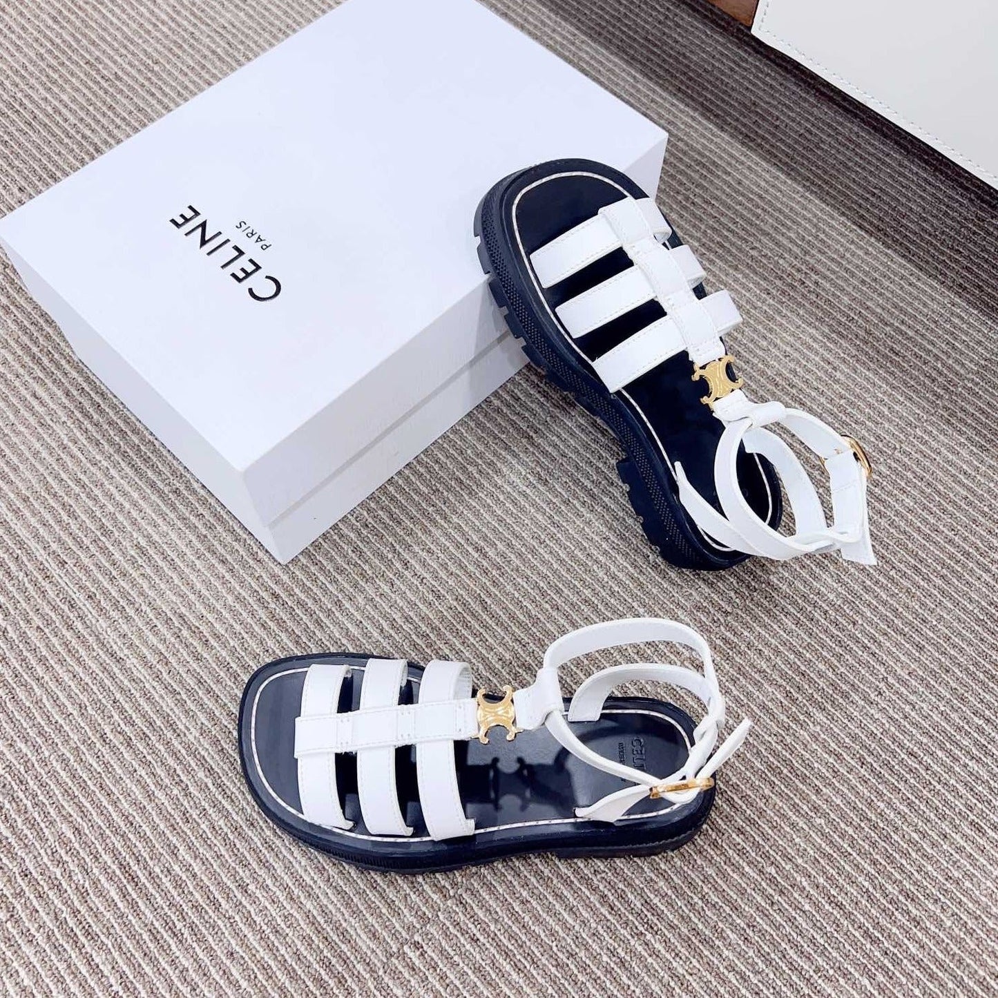 LYMPIA GLADIATOR SANDAL IN CALFSKIN WHITE