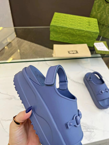 HORSEBIT FLATFORM SANDAL 5 CM IN AEGEAN BLUE IMPORTED TPU