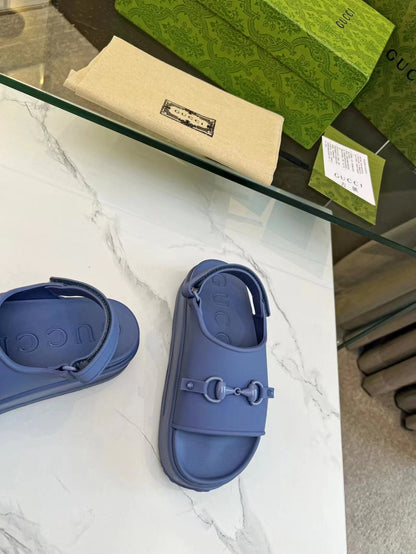 HORSEBIT FLATFORM SANDAL 5 CM IN AEGEAN BLUE IMPORTED TPU