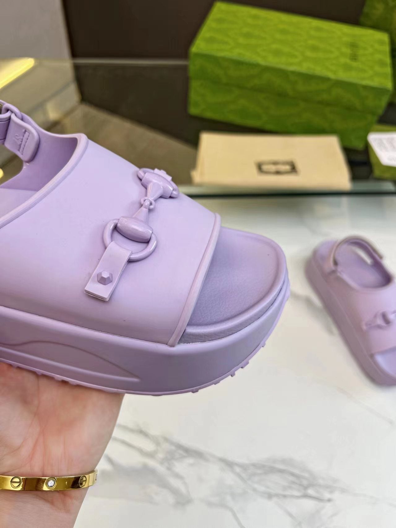 HORSEBIT FLATFORM SANDAL 5 CM IN PASTEL PURPLE IMPORTED TPU