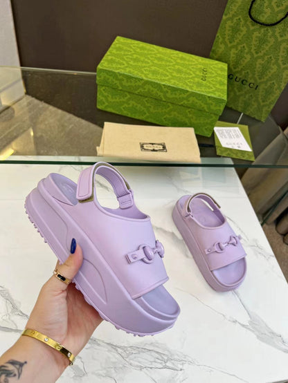 HORSEBIT FLATFORM SANDAL 5 CM IN PASTEL PURPLE IMPORTED TPU