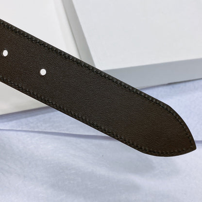 CL LARGE 35MM TWIN TRIOMPHE BELT IN CHOCOLATE BROWN SUEDE GOLD HARDWARE