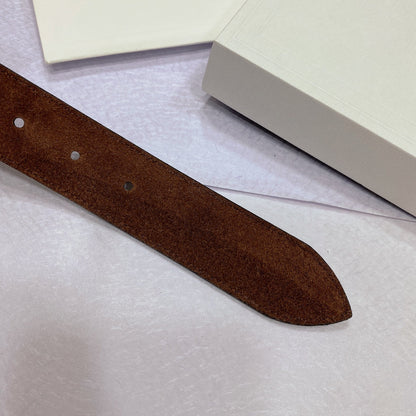 CL LARGE 35 MM BELT IN BLACK AND BROWN CALFSKIN GOLD HARDWARE