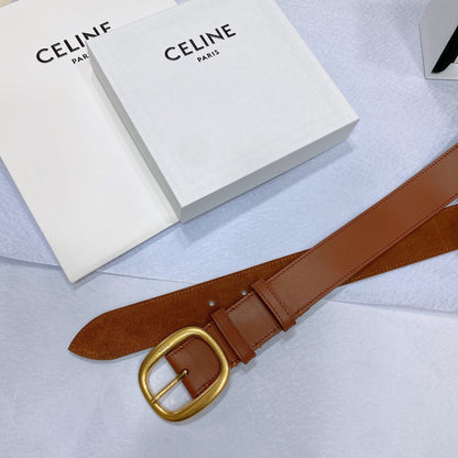 CL LARGE 35 MM BELT IN BRONZE BROWN CALFSKIN GOLD HARDWARE