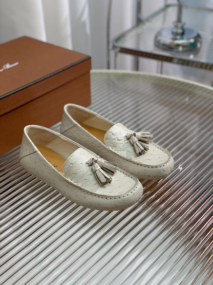 LP SPECIAL DOT SOLE WALK LOAFERS WHITE LAMBSKIN