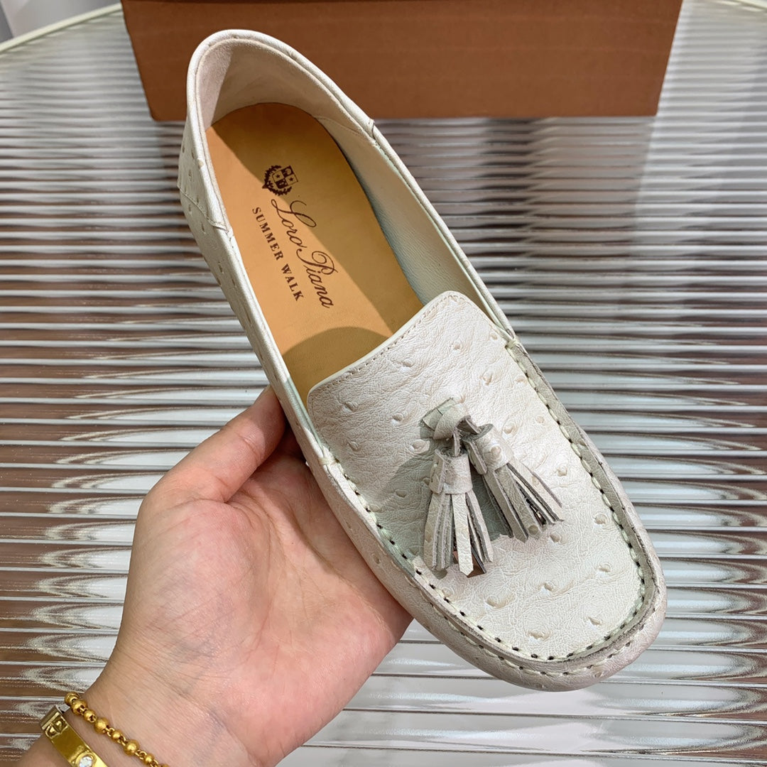 LP SPECIAL DOT SOLE WALK LOAFERS WHITE LAMBSKIN