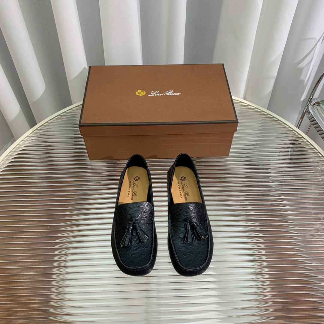 LP SPECIAL DOT SOLE WALK LOAFERS BLACK LAMBSKIN