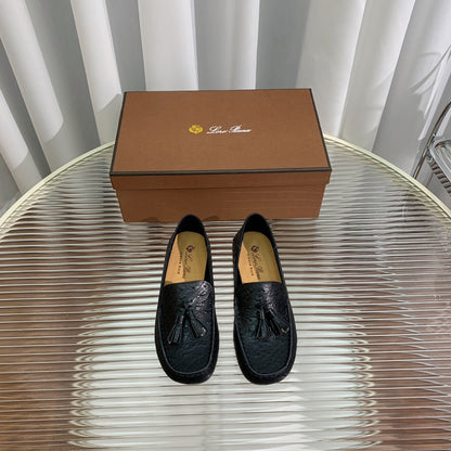 LP SPECIAL DOT SOLE WALK LOAFERS BLACK LAMBSKIN