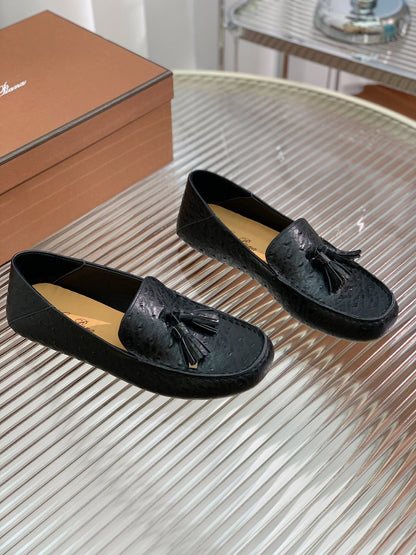 LP SPECIAL DOT SOLE WALK LOAFERS BLACK LAMBSKIN