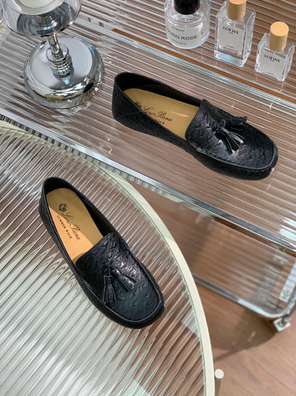 LP SPECIAL DOT SOLE WALK LOAFERS BLACK LAMBSKIN