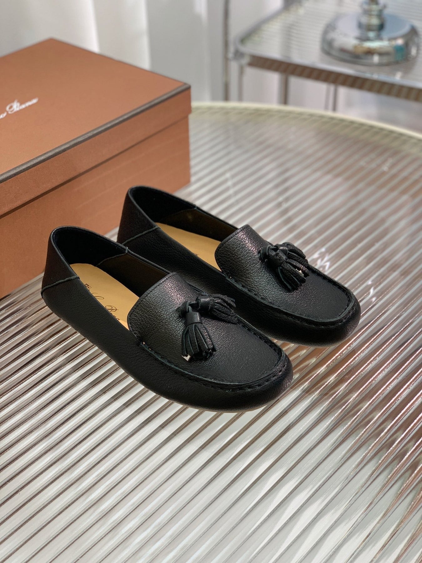 LP DOT SOLE WALK LOAFERS BLACK LAMBSKIN