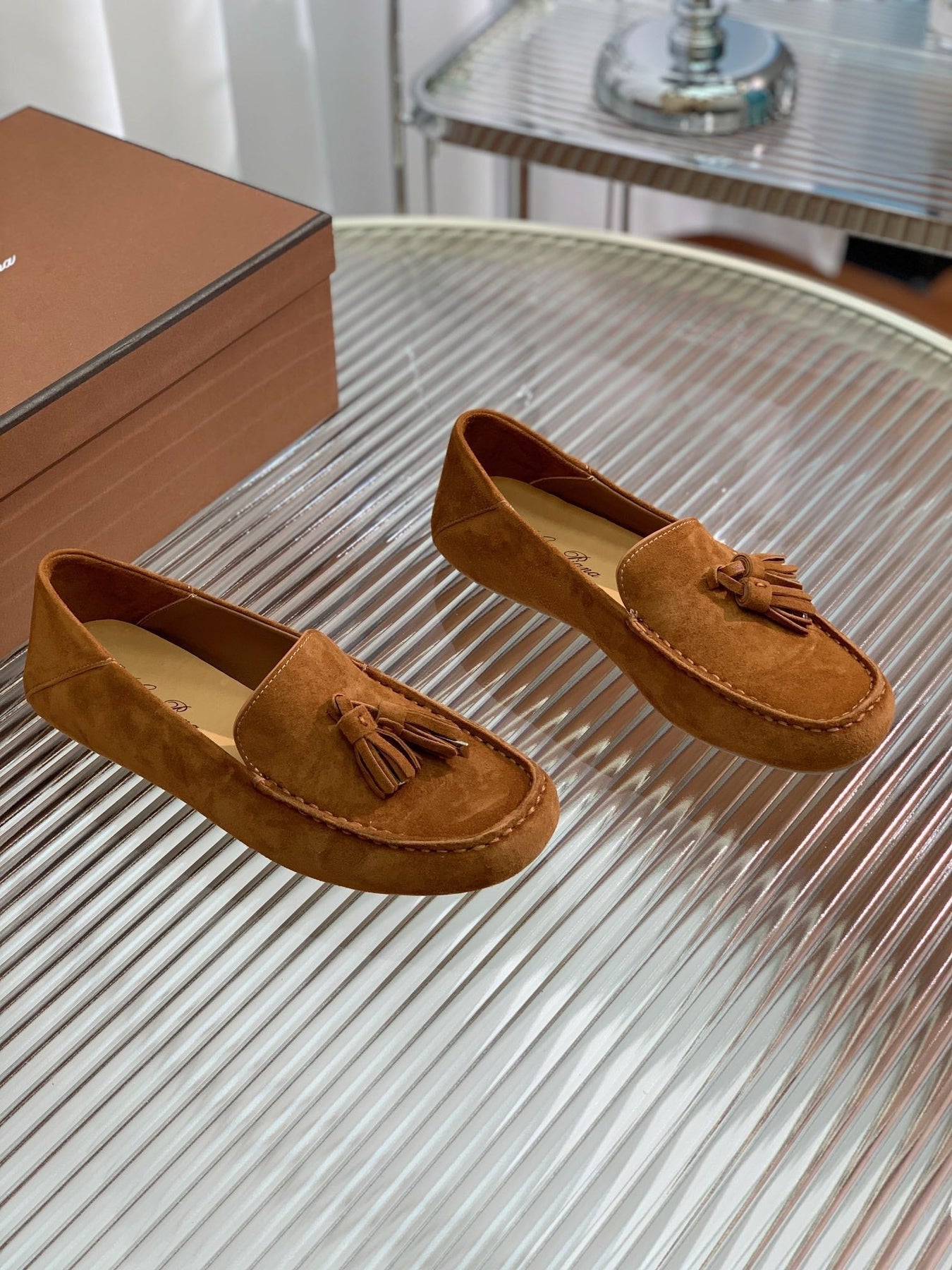 LP DOT SOLE WALK LOAFERS CARAMEL SUEDE