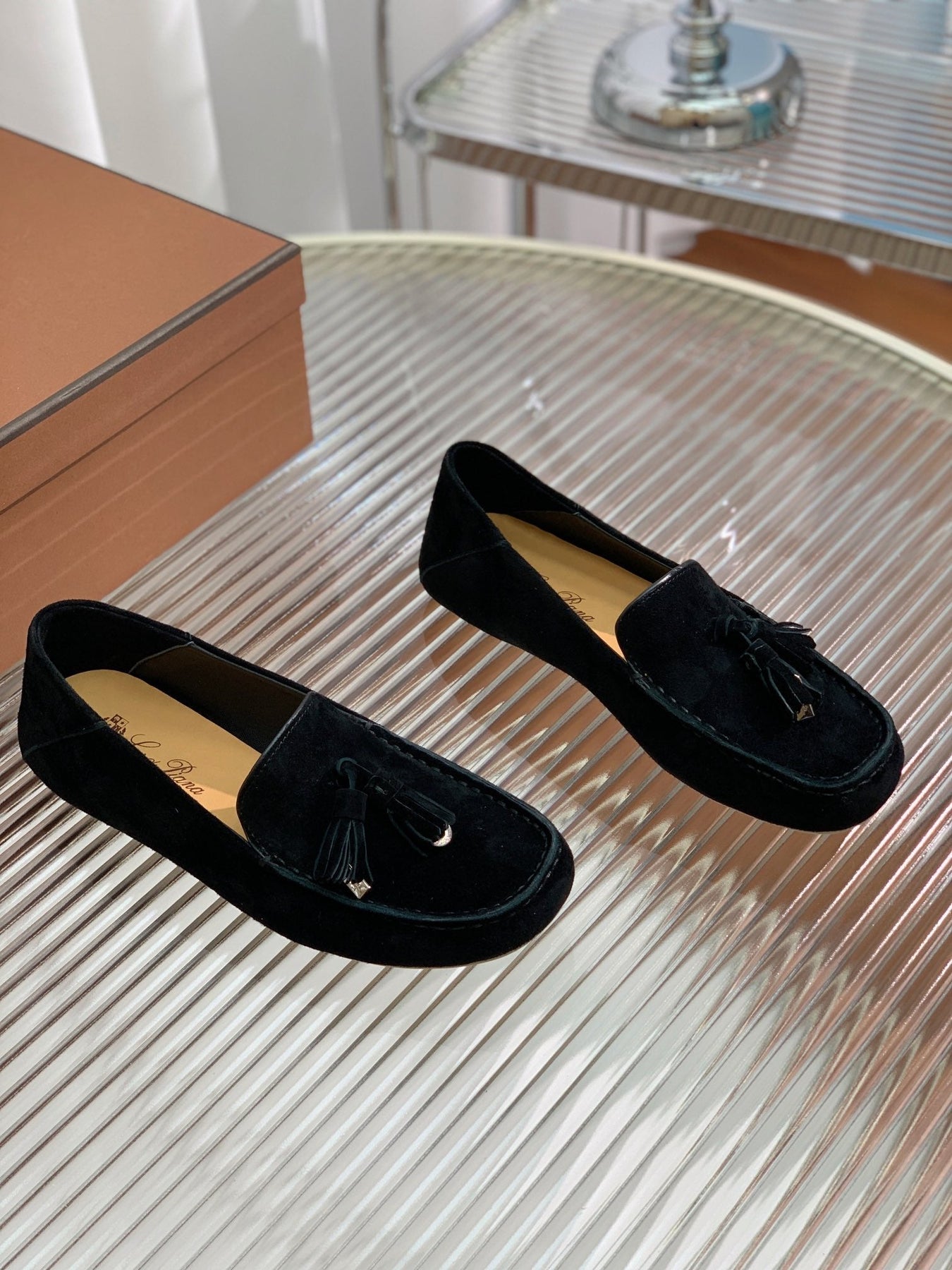 LP DOT SOLE WALK LOAFERS BLACK SUEDE
