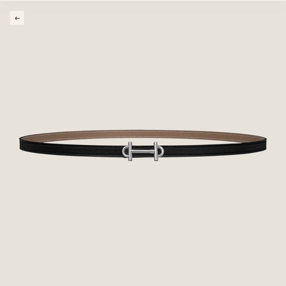 HM GAMMA BUCKLE & REVERSIBLE KHAKI BROWN AND BLACK LEATHER STRAP 13MM SILVER HARDWARE