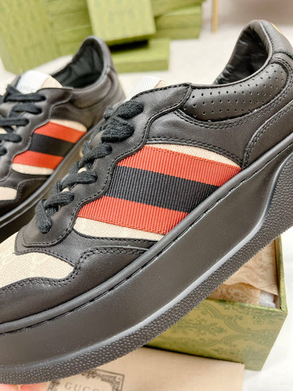 GG TRAINER BLACK AND CREAM CALFSKIN