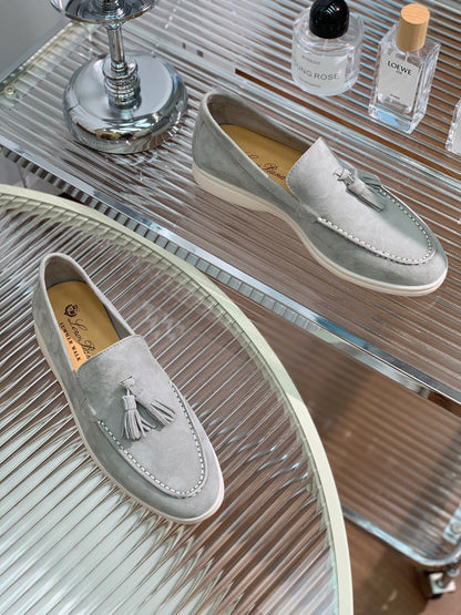 LP SUMMER WALK TASSELS LOAFERS LIGHT GRAY SUEDE