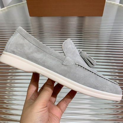LP SUMMER WALK TASSELS LOAFERS LIGHT GRAY SUEDE