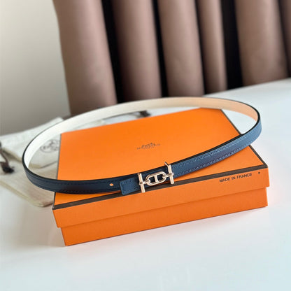 HM ANCRE BUCKLE & REVERSIBLE WHITE AND NAVY BLUE LEATHER STRAP 13MM COPPER HARDWARE