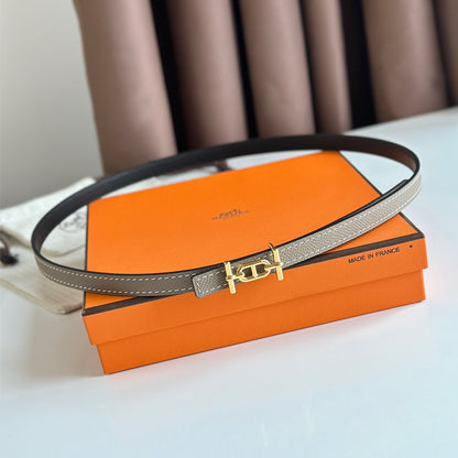 HM ANCRE BUCKLE & REVERSIBLE BLACK AND KHAKI BROWN LEATHER STRAP 13MM GOLD HARDWARE