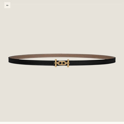 HM ANCRE BUCKLE & REVERSIBLE BLACK AND KHAKI BROWN LEATHER STRAP 13MM GOLD HARDWARE