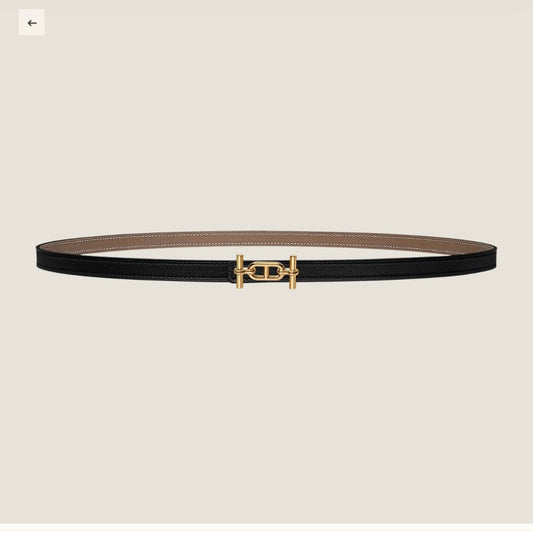 HM ANCRE BUCKLE & REVERSIBLE BLACK AND KHAKI BROWN LEATHER STRAP 13MM GOLD HARDWARE