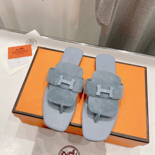 CLASSIC H BUCKLE SANDALS PASTEL BLUE LAMBSKIN